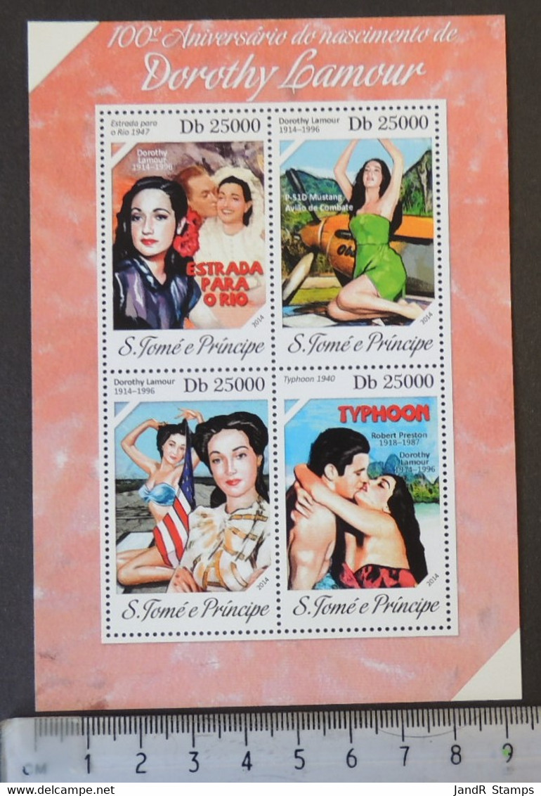 St Thomas 2014 Dorothy Lamour Cinema Women M/sheet Mnh - Hojas Completas