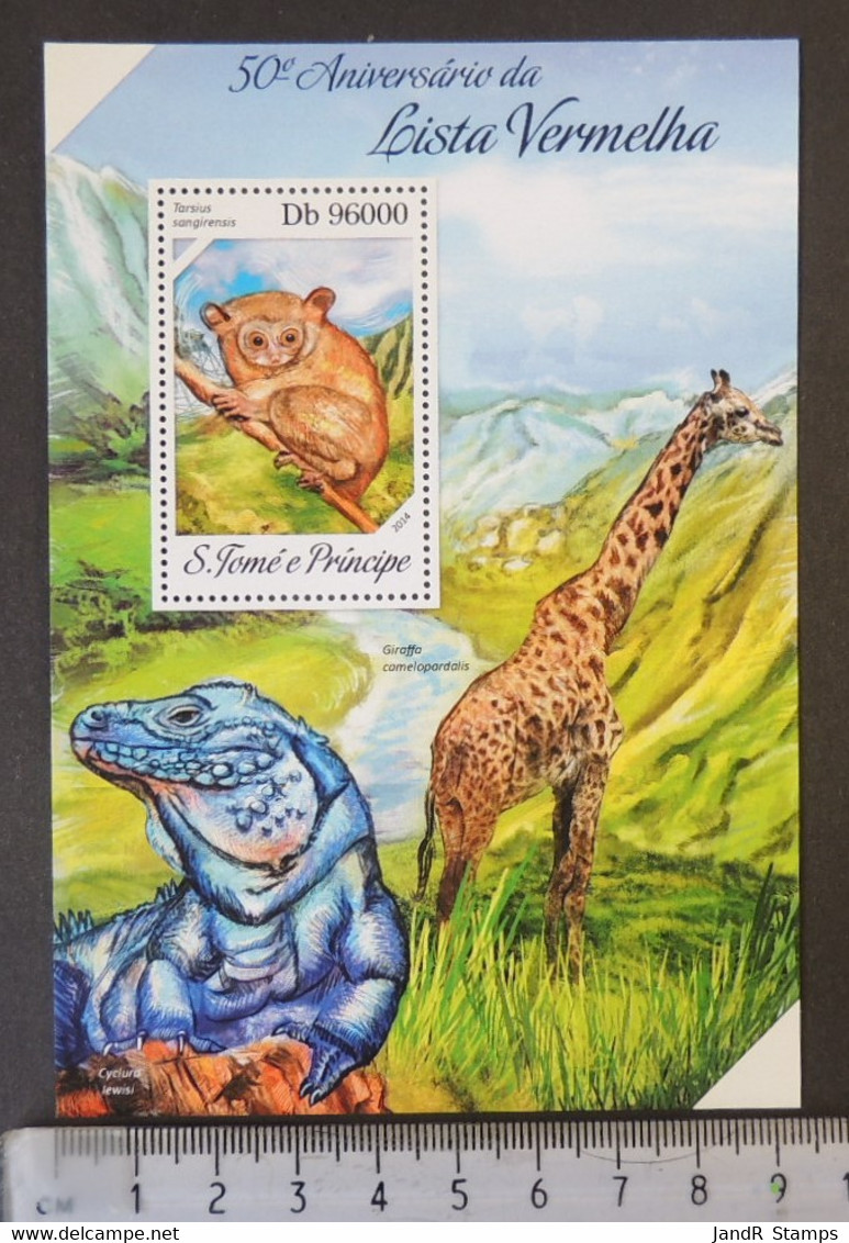 St Thomas 2014 Red List Giraffes Endangered Animals S/sheet Mnh - Feuilles Complètes Et Multiples