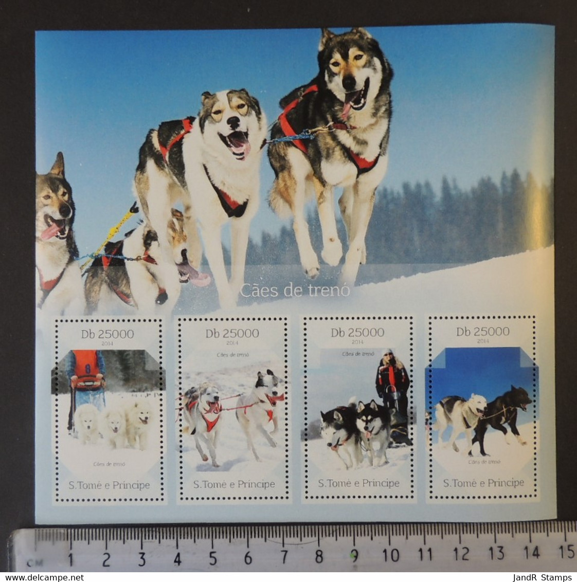 St Thomas 2014 Sledge Dogs Animals Husky Transport M/sheet Mnh - Full Sheets & Multiples