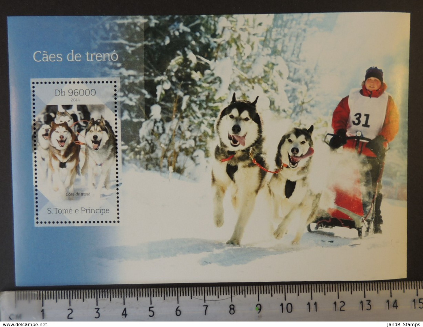 St Thomas 2014 Sledge Dogs Animals Husky Transport S/sheet Mnh - Feuilles Complètes Et Multiples