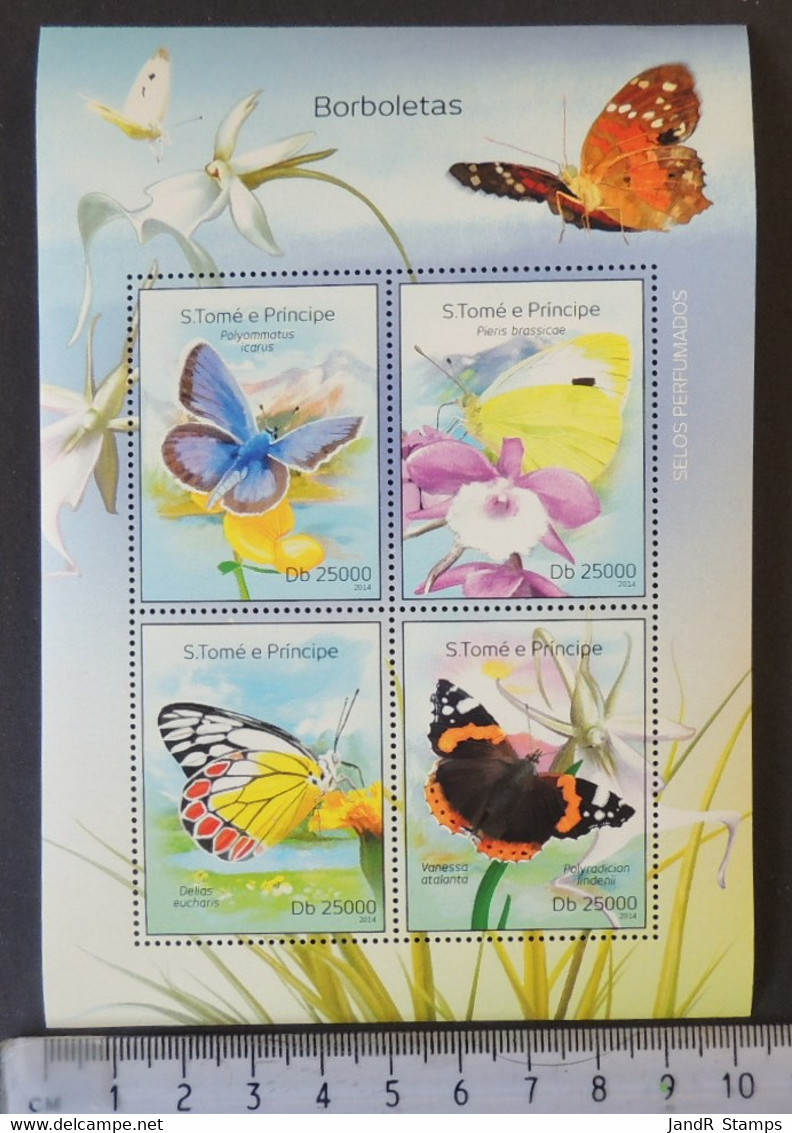 St Thomas 2014 Butterflies Insects Flowers Orchids M/sheet Mnh - Full Sheets & Multiples