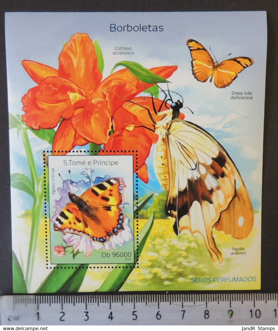 St Thomas 2014 Butterflies Insects Flowers Orchids S/sheet Mnh - Ganze Bögen