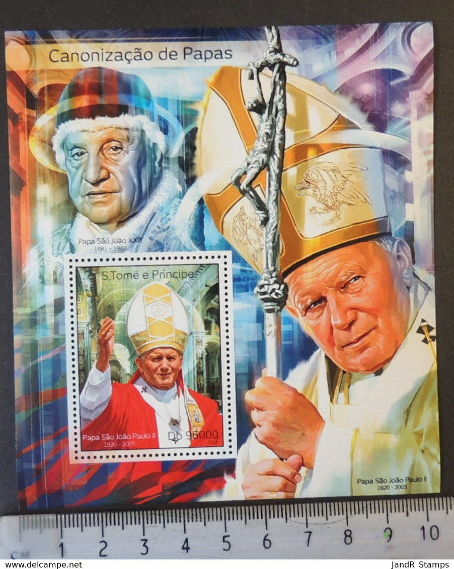 St Thomas 2014 Canonisation Pope John Paul Ii John Xxiii Religion S/sheet Mnh - Feuilles Complètes Et Multiples