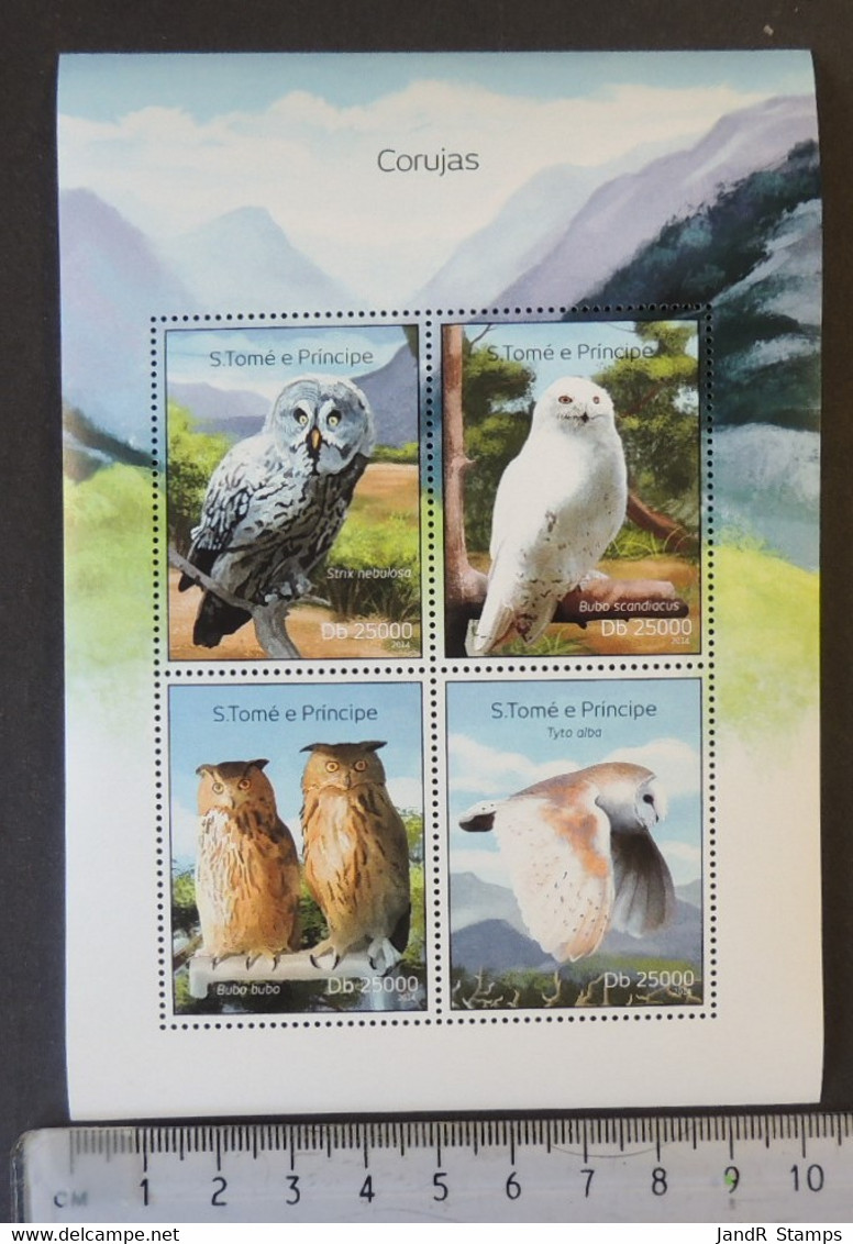 St Thomas 2014 Owls Birds Of Prey M/sheet Mnh #2 - Full Sheets & Multiples