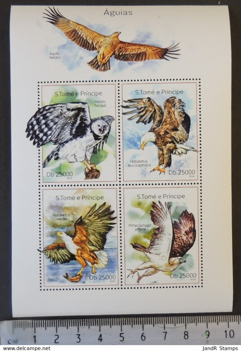 St Thomas 2014 Eagles Birds Of Prey M/sheet Mnh - Feuilles Complètes Et Multiples