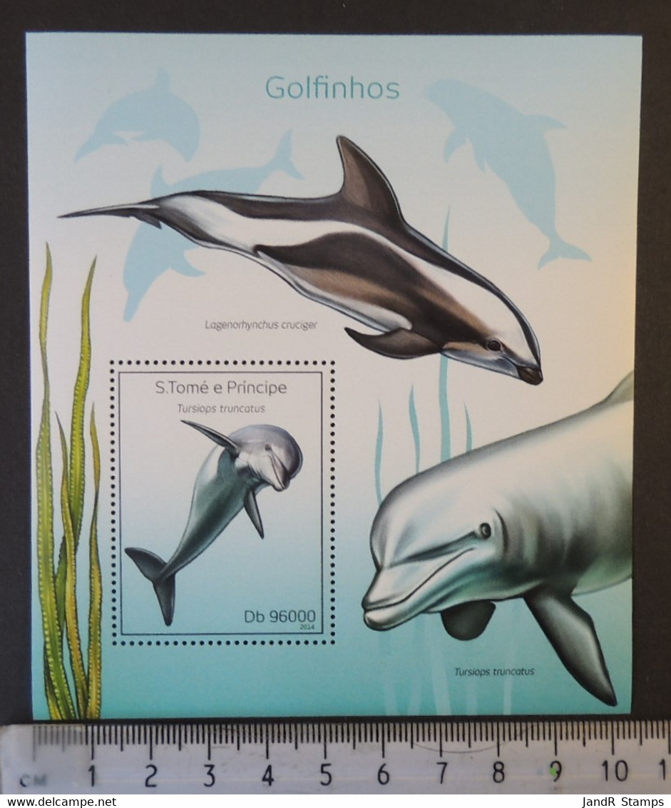 St Thomas 2014 Dolphins Mammals Marine Life S/sheet Mnh - Full Sheets & Multiples