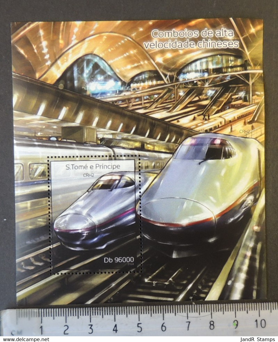 St Thomas 2014 Chinese High Speed Trains Crh2 Railways Transport S/sheet Mnh - Volledige & Onvolledige Vellen