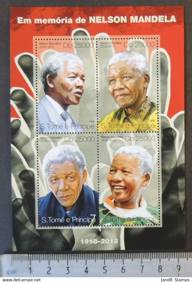 St Thomas 2014 Nelson Mandela Peace Freedom M/sheet Mnh - Hojas Completas