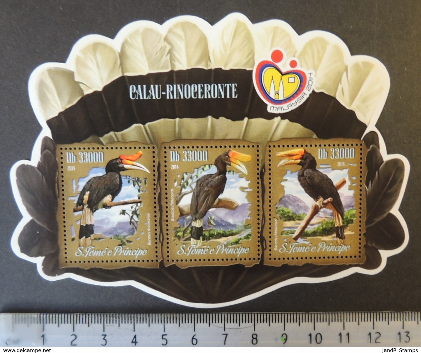 St Thomas 2014 Birds Hornbill Stamp Exhibition Malaysia M/sheet Mnh - Hojas Completas