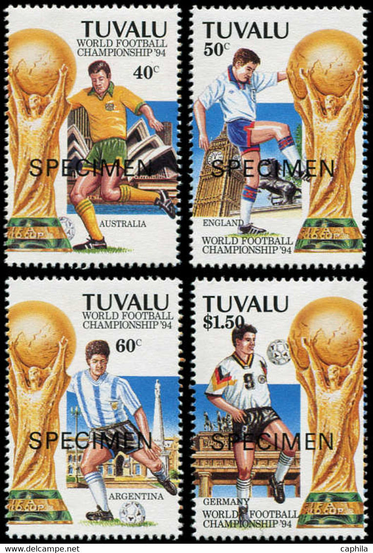 SPE TUVALU - Poste - 653/6, Série Surchargée "spécimen": Football USA 94 - Tuvalu