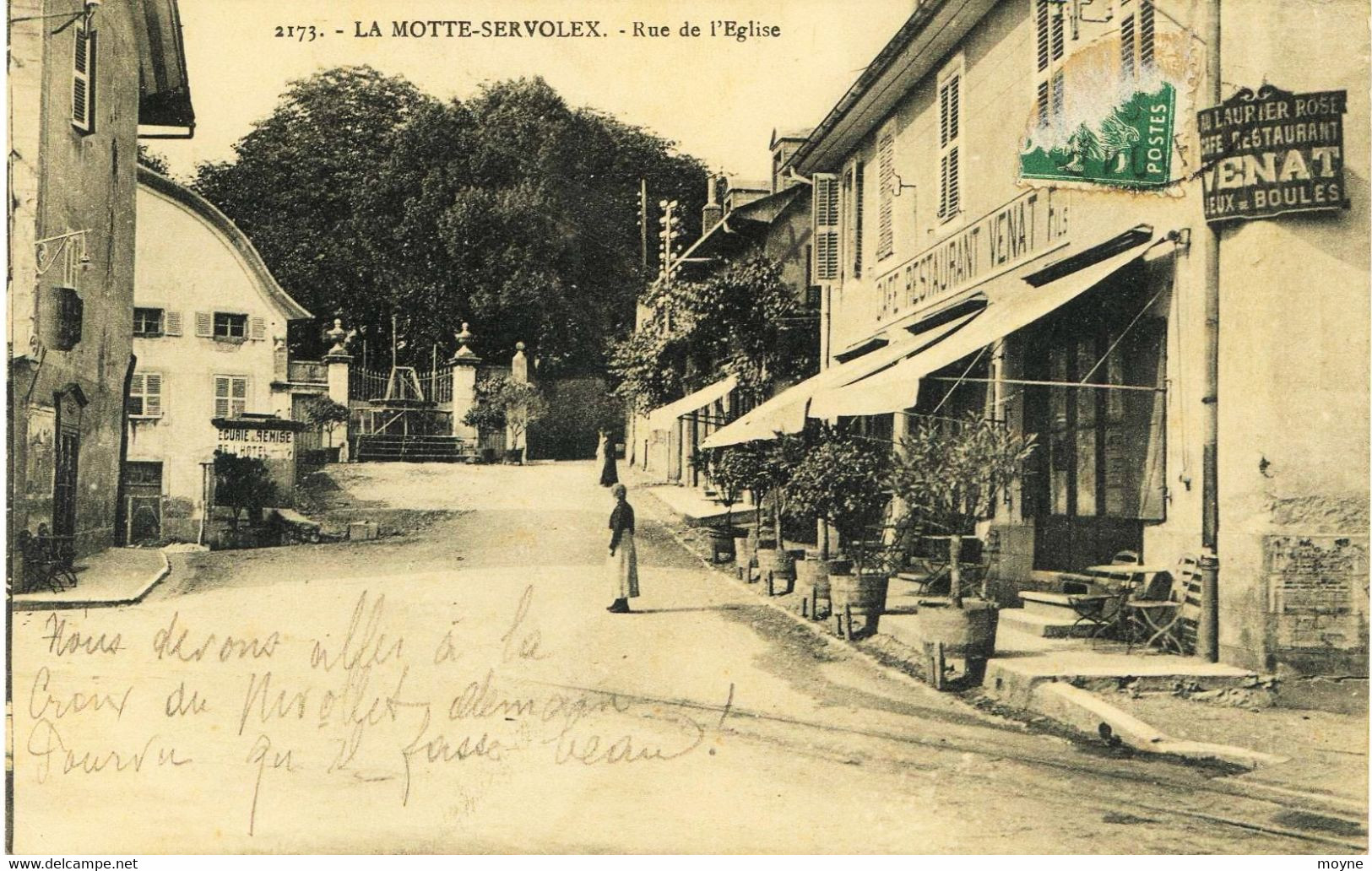 7924   Savoie  - LA MOTTE SERVOLEX :  Rue De L' Eglise  (les Batiments Présentés Ont Disparus !!) -  Circulée En 1906 - La Motte Servolex