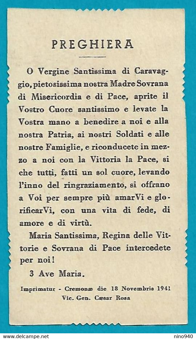 Santino Militare: VERGINE SS. DI CARAVAGGIO Benedici Noi E La Nostra Patria - PR - Religión & Esoterismo