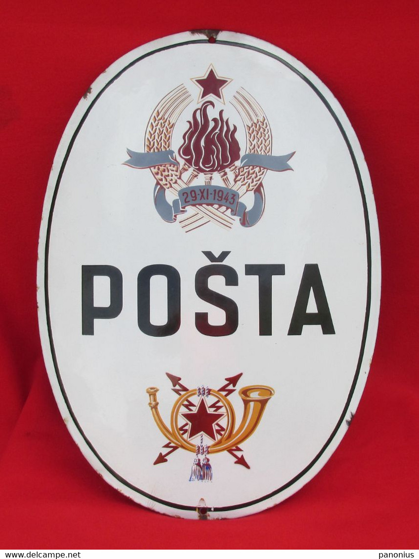 OLD YUGOSLAVIA POST OFFICE MAIL ENAMEL METAL BIG BOARD PANEL SIGN ORIGINAL!!! - Otros & Sin Clasificación