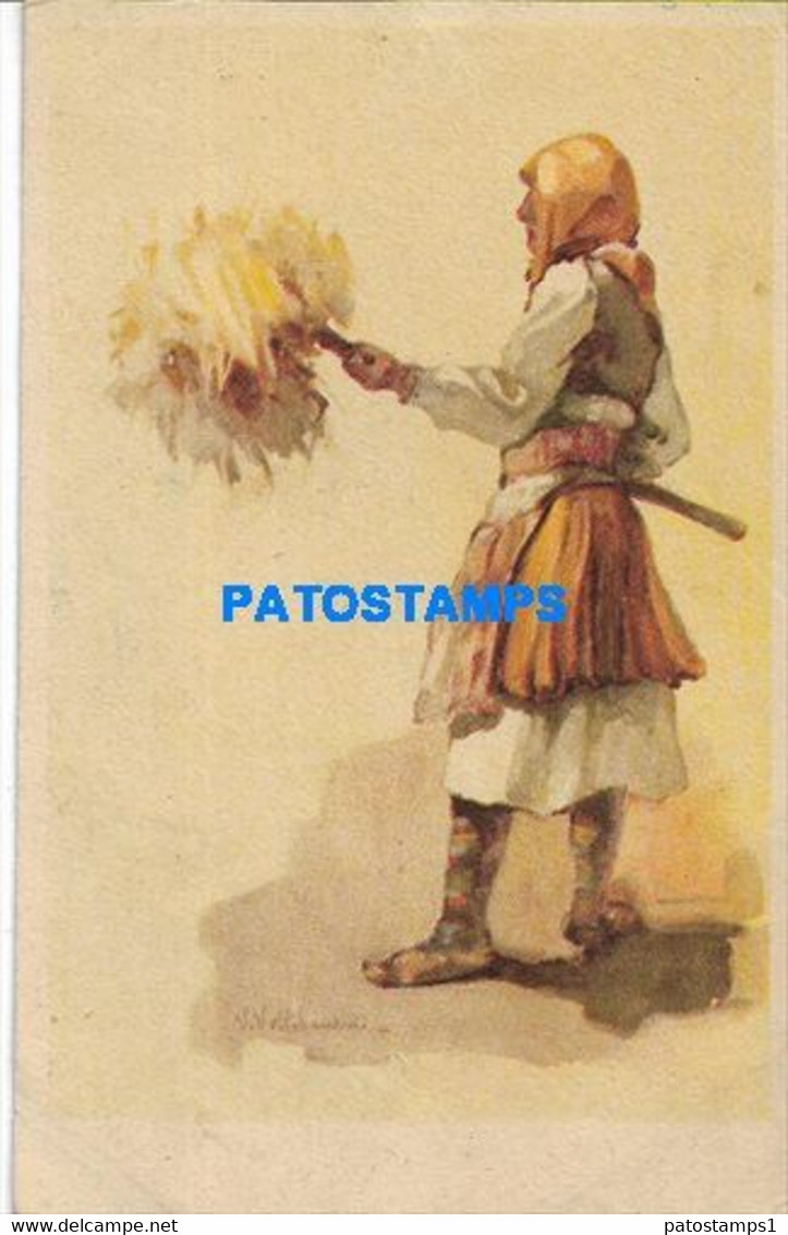 162195 ART ARTE SIGNED V. VOLTCHANECKI SERBIA COSTUMES LAPLE MAN WORKING POSTAL POSTCARD - Adolf 'Jodolfi'