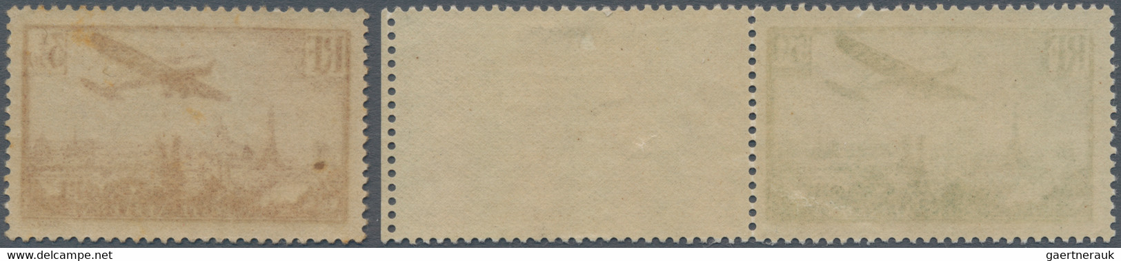 Frankreich: 1936, Airmail 3,50 F Brown And 50 Fr. Airplane Over Paris Yellow-green, Mint Never Hinge - Ongebruikt