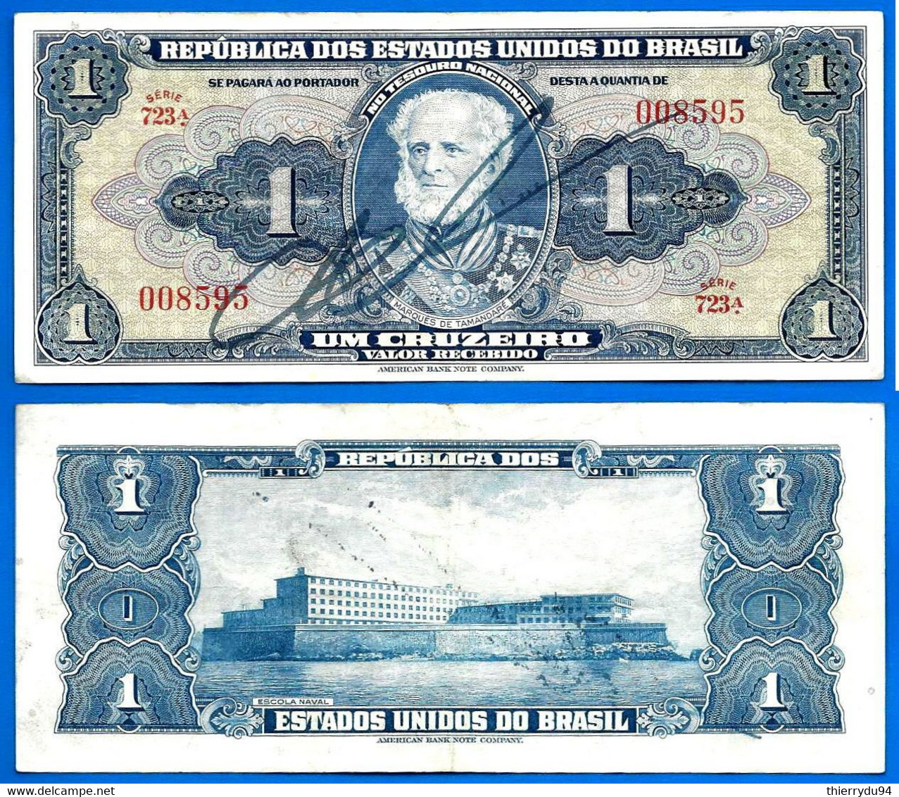 Bresil 1 Cruzeiro 1943 Signe Main Billet Que Prix + Port  Cruzeiros Brasil Paypal Bitcoin - Brazil