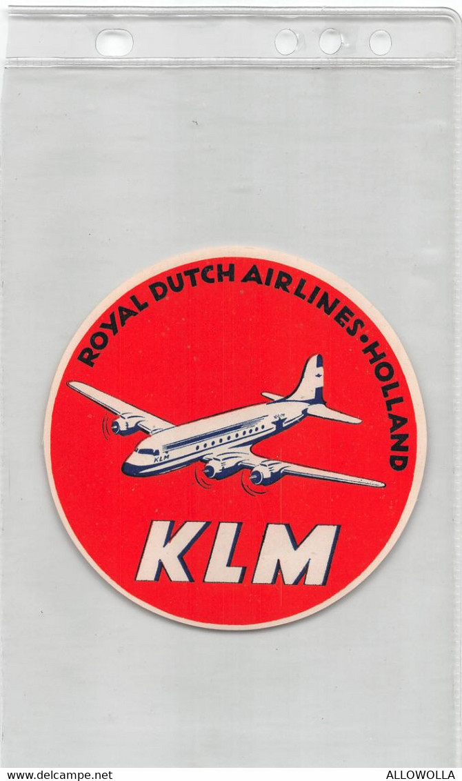 12506 " KLM-ROYAL DUTCH AIRLINES-HOLLAND " RUBBEREN OP DE RUG-GOMMA SUL RETRO  Cm. 10,0 - Aufkleber