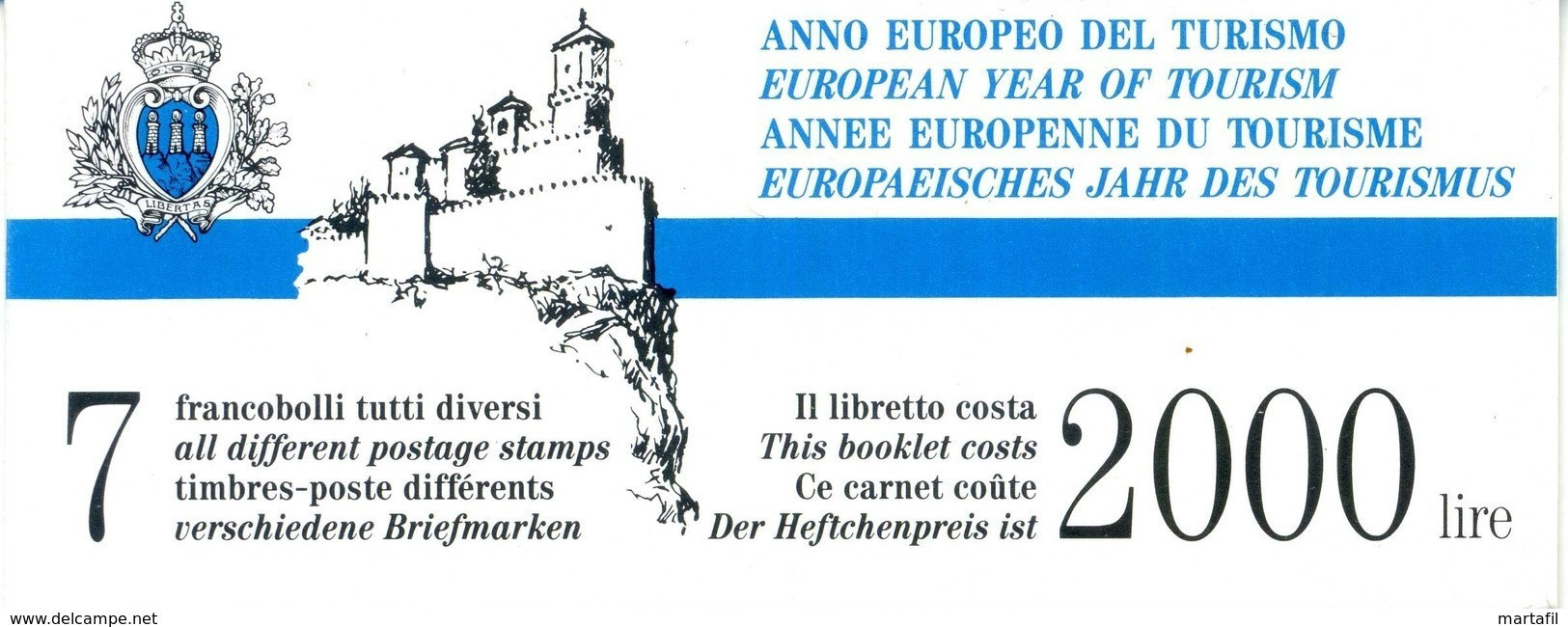 1990 SAN MARINO L2 Libretto 2 USATO Anno Europeo Del Turismo - Libretti