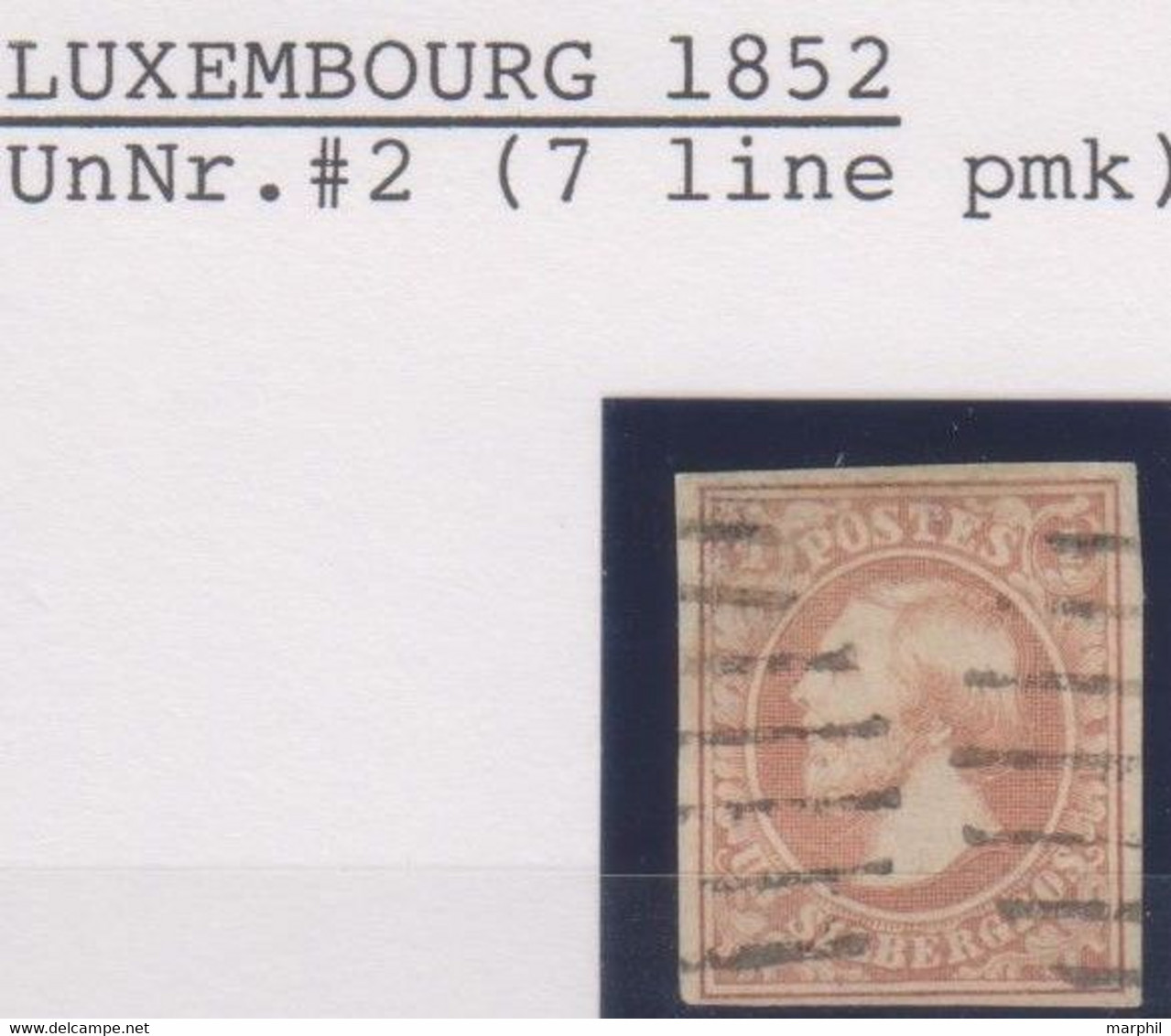 Lussemburgo Luxemburg 1852 MiN°2 (o) Vedere Scansione - 1852 Guillaume III