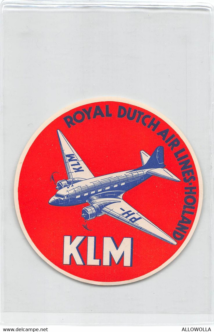 12507 " KLM-ROYAL DUTCH AIRLINES-HOLLAND " RUBBEREN OP DE RUG-GOMMA SUL RETRO  Cm. 10,0 - Aufkleber