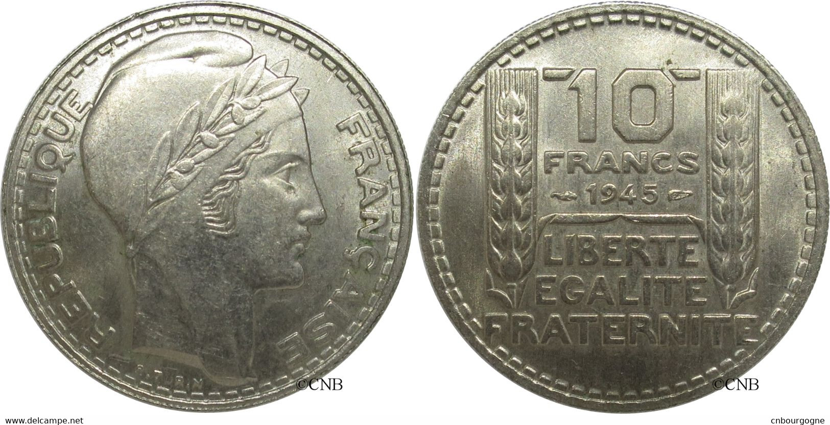 France - GPRF - 10 Francs Turin, Grosse Tête, Rameaux Longs 1945 - SUP/AU58 - Fra2738 - 10 Francs