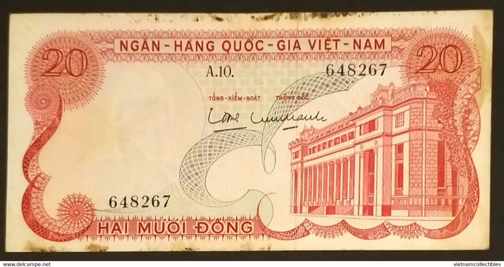 South Viet Nam Vietnam 20 Dông VF Banknote Note 1969 - Pick # 24 / 2 Photos - Vietnam
