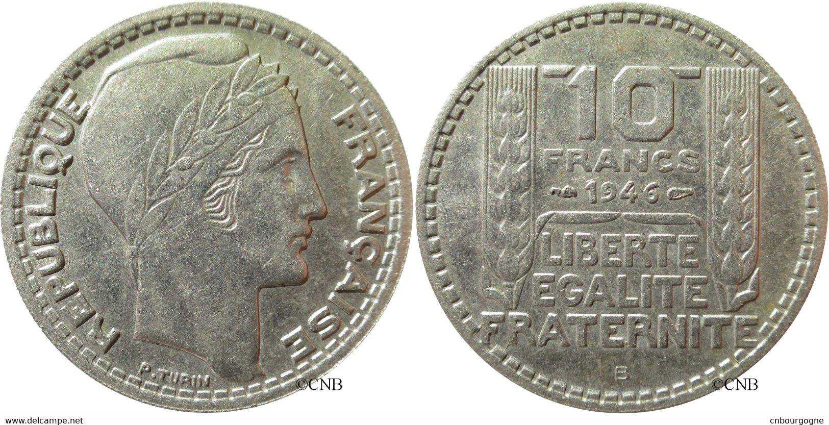 France - GPRF - 10 Francs Turin, Grosse Tête, Rameaux Courts 1946 B - SUP/AU55 - Fra2450 - 10 Francs