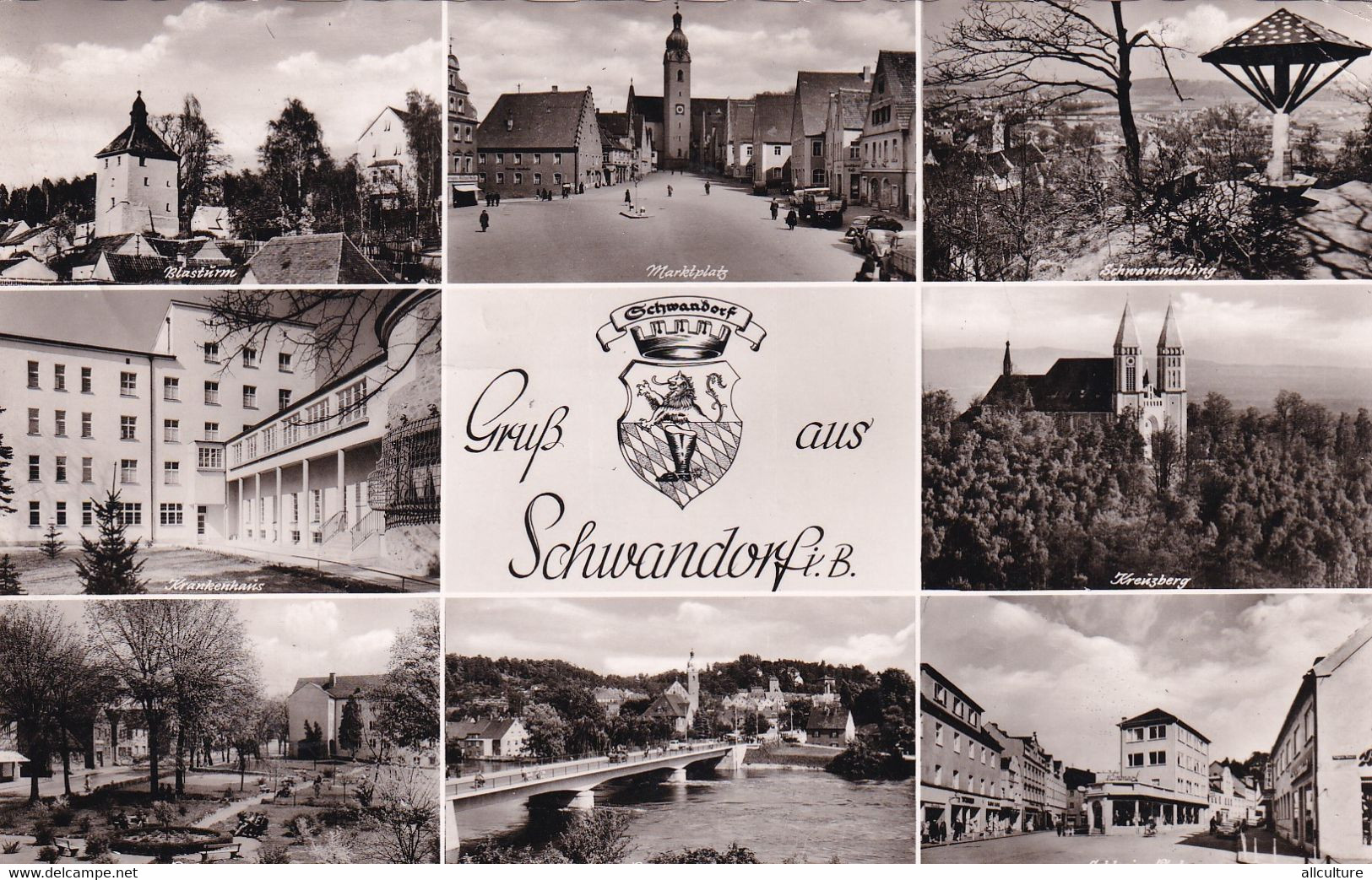 A7298- GRUSS AUS SCHWANDORF, MONUMENTS, ARCHITECTURE BUILDINGS, CATHEDRAL, BRIDGES, SQUARES, DEUTSCHES STAMP POSTCARD - Schwandorf