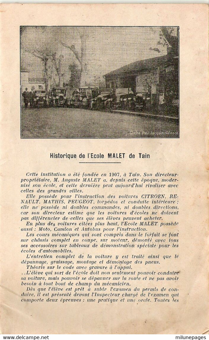Code De La Route 1938 Art Déco Offert Par L'Auto-école Malet De Tain L'Hermitage Drôme - Auto