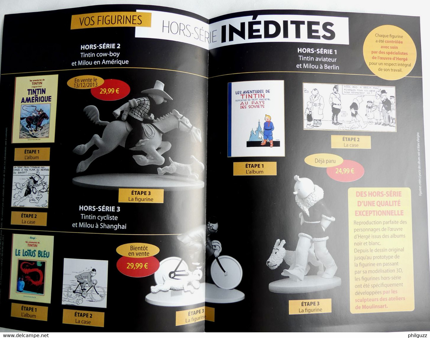 DEPLIANT COLLECTION TF1 ENTREPRISE COLLECTUION FIGURINES TINTIN NOIR & BLANC (2) 2015 - Presseunterlagen