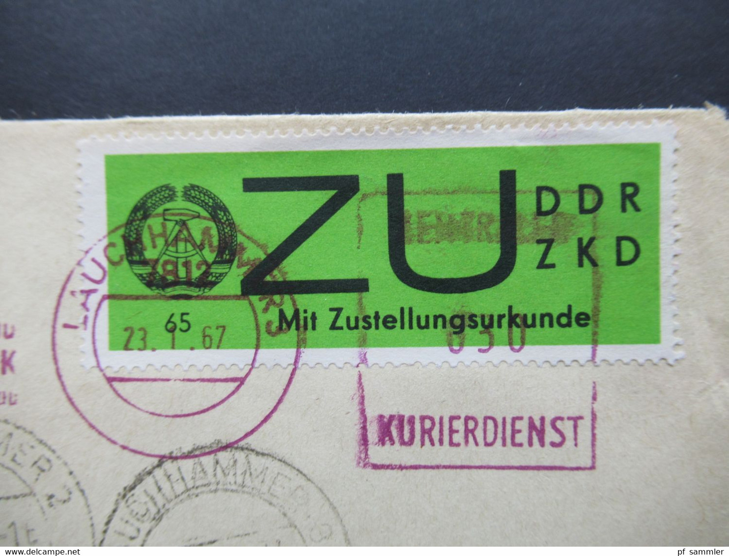 DDR 1967 Dienst ZU / Mit Zustellungsurkunde Nr. 2 ZKD Lauchhammer VEB Schwermaschinenbau Lauchhammerwerk - Andere & Zonder Classificatie