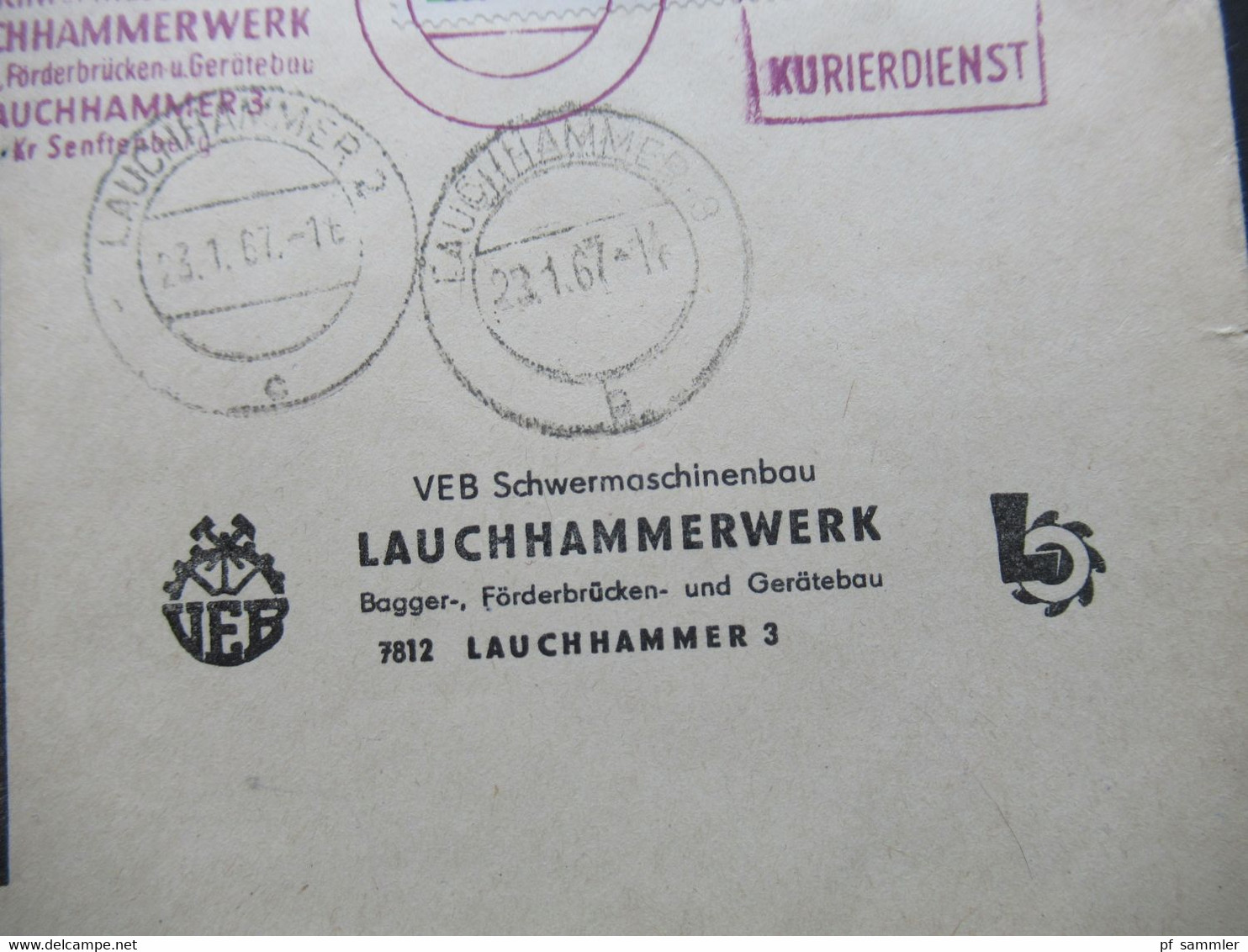 DDR 1967 Dienst ZU / Mit Zustellungsurkunde Nr. 2 ZKD Lauchhammer VEB Schwermaschinenbau Lauchhammerwerk