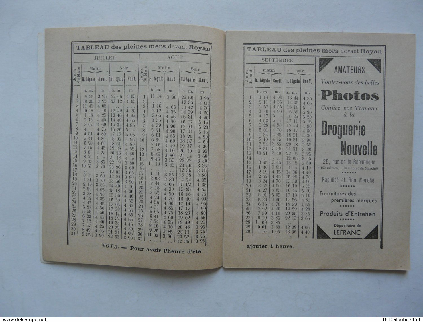 VIEUX PAPIERS - HORAIRE DES TRAMWAYS DE ROYAN SAISON 1933 : Publicités - Calendrier Des Fêtes - Tableau Des Pleines Mers - Europe