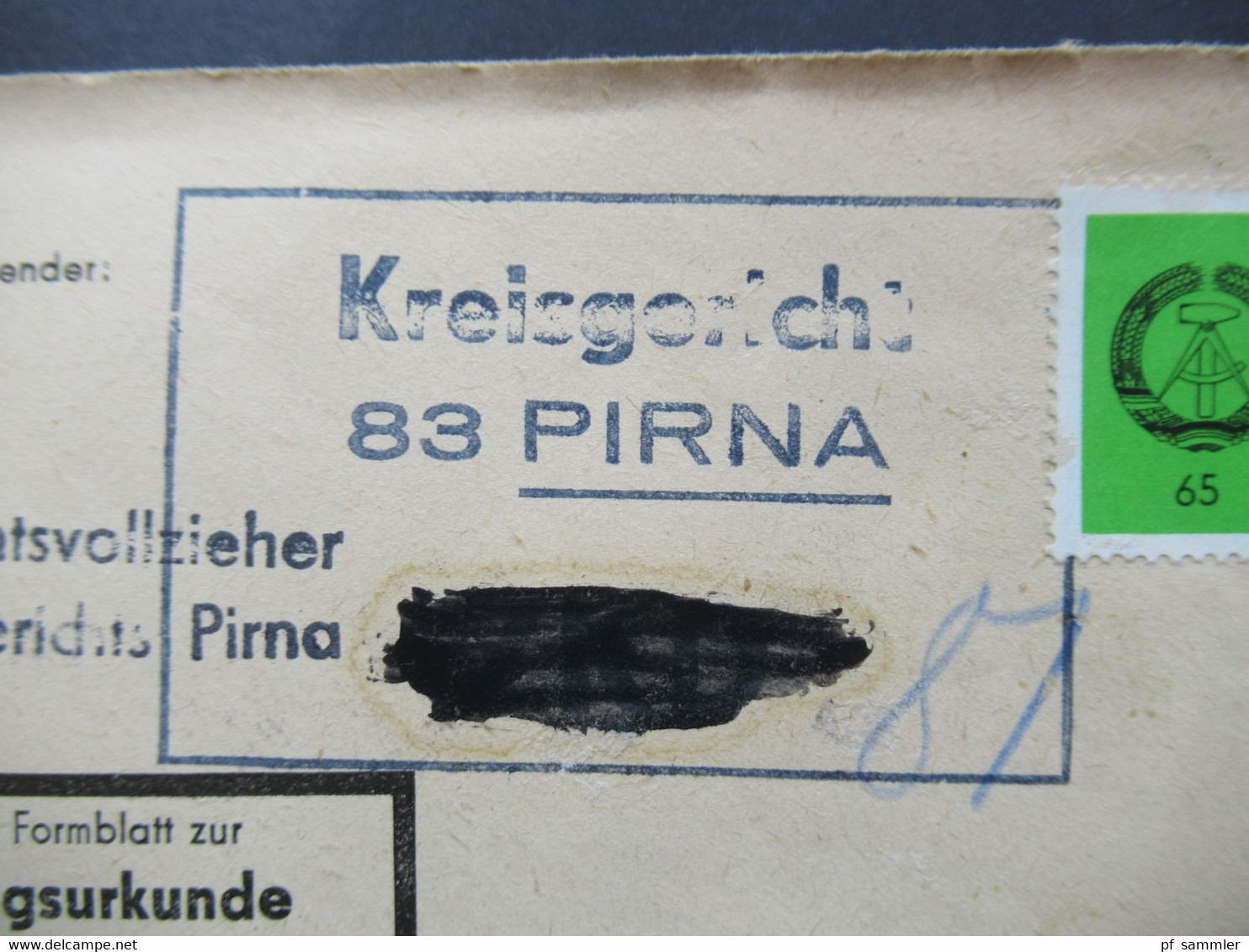 DDR 1967 Dienst ZU / Mit Zustellungsurkunde Nr.2 ZKD Kreisgericht Pirna ZKD Geschwärzt An Deutsche Reichsbahn Dresden - Autres & Non Classés