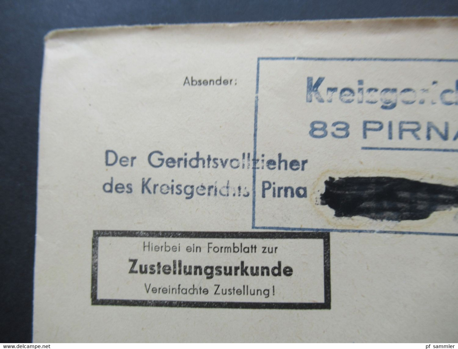 DDR 1967 Dienst ZU / Mit Zustellungsurkunde Nr.2 ZKD Kreisgericht Pirna ZKD Geschwärzt An Deutsche Reichsbahn Dresden - Autres & Non Classés