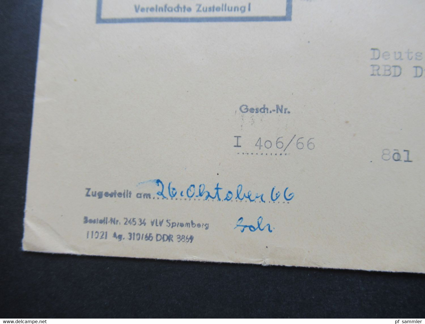 DDR 1966 Dienst ZU / Mit Zustellungsurkunde Nr.2 ZKD Kreisgericht Döbeln ZKD Geschwärzt An Deutsche Reichsbahn Dresden - Otros & Sin Clasificación