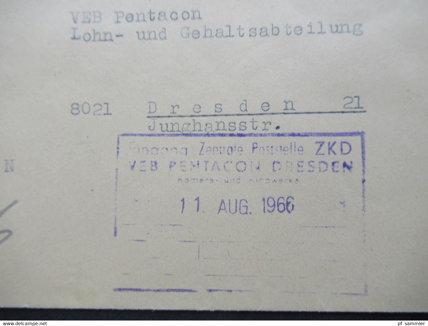 DDR 1966 Dienst ZU / Mit Zustellungsurkunde Nr.2 ZKD Kreisgericht Dresden Stadtbezirk Süd ZKD An Die VEB Pentacon - Otros & Sin Clasificación