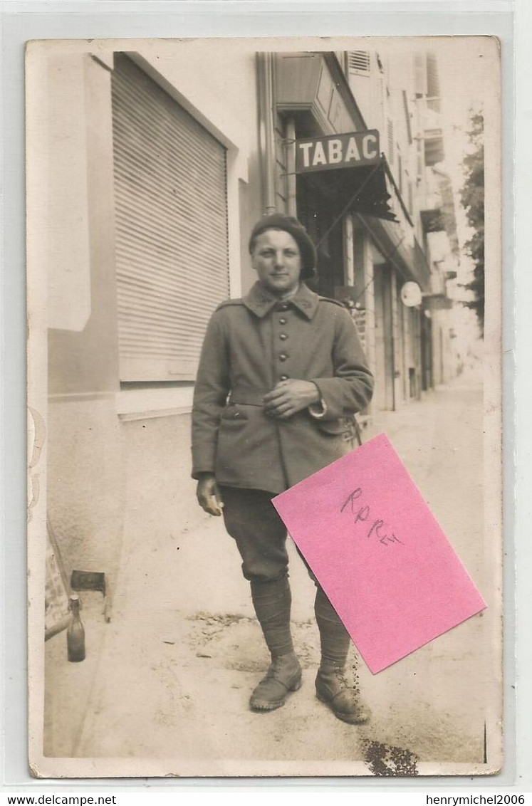 Carte Photo Metz 57 Moselle Chasseur Alpin 30 Bca Au Col , A Localiser Devant Tabac - To Identify