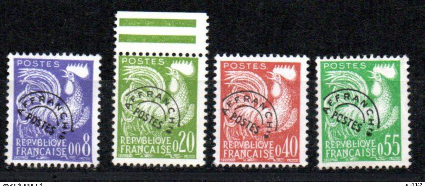 Préoblitérés Série Coq Gaulois En Nouveau Franc - N° 119 à 122 Oblitérés (4 Valeurs) - 1953-1960