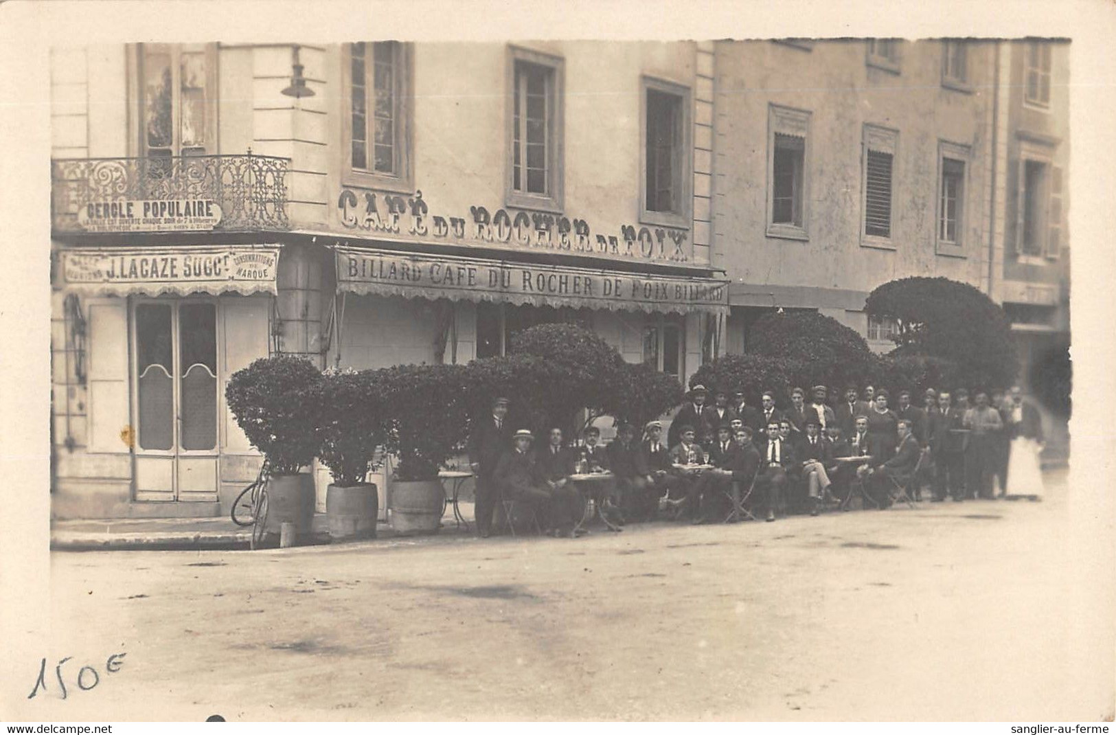 CPA 09 FOIX CARTE PHOTO SITUEE AU VERSO CAFE BILLARD CAFE DU ROCHER DE FOIX - Foix