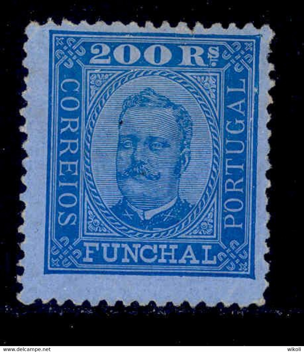 ! ! Funchal - 1892 D. Carlos 200 R - Af. 11 - No Gum - Funchal