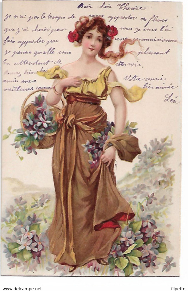 L330A0897 - Dessin D'enfants, Superbe Jeune Fille Avec Des Fleurs  - Carte Précurseur Et Gauffrée - Dessins D'enfants