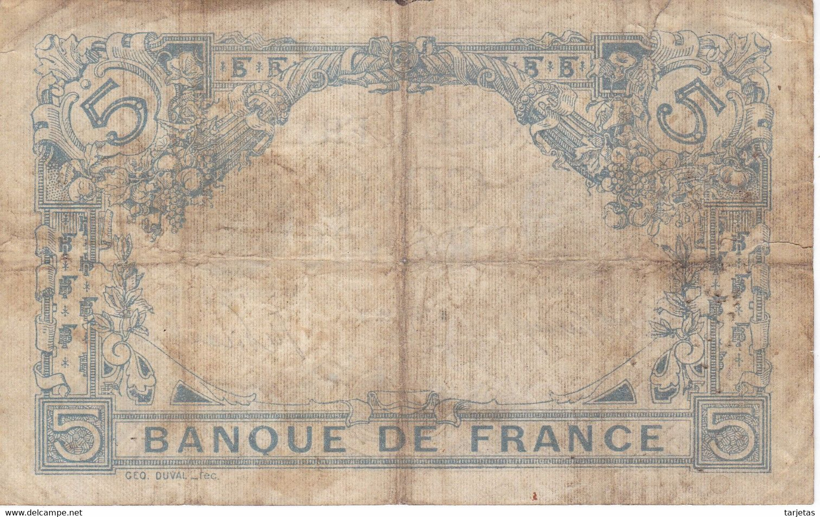 BILLETE DE FRANCIA DE 5 FRANCS DEL AÑO 1913   (BANKNOTE) BLEU - 5 F 1912-1917 ''Bleu''