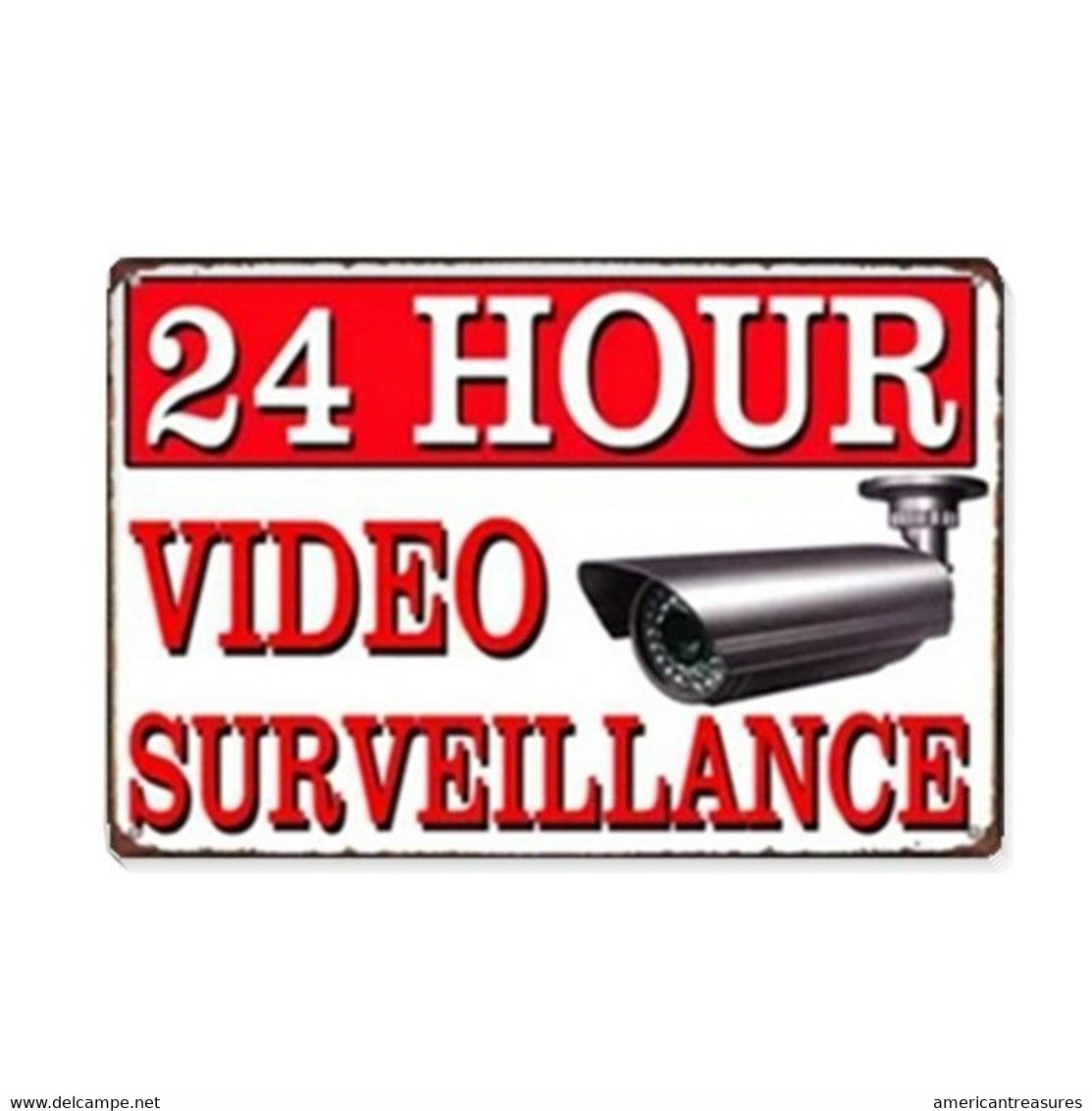 USA Danger Warning 24 Hour Video Surveillance Tin Metal Plate 30x20cm - NEW - Tin Signs (vanaf 1961)