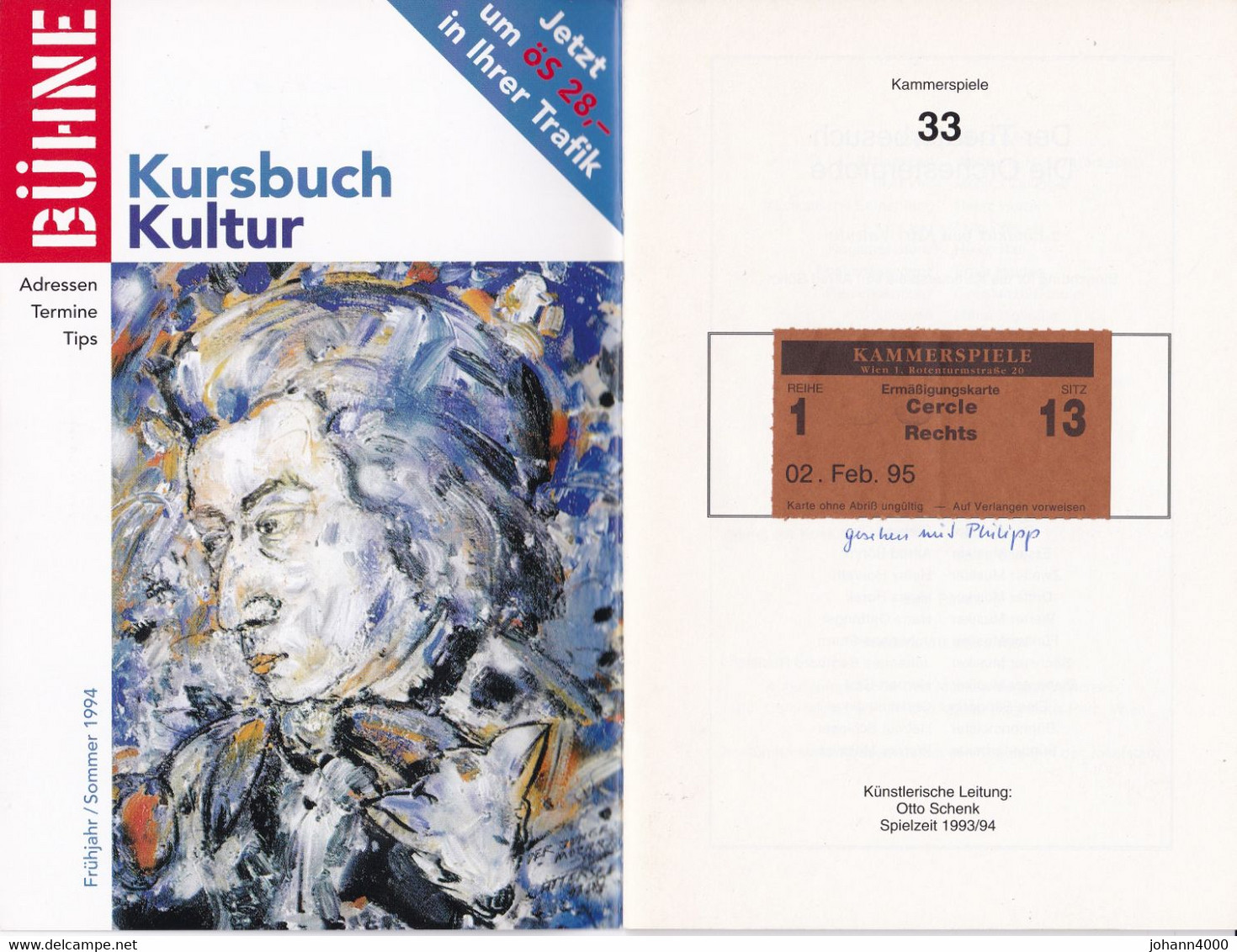 Program Kammerspiele  Wien 1994  Karl Valentin      Der Theaterbesuch - Theatre, Fancy Dresses & Costumes