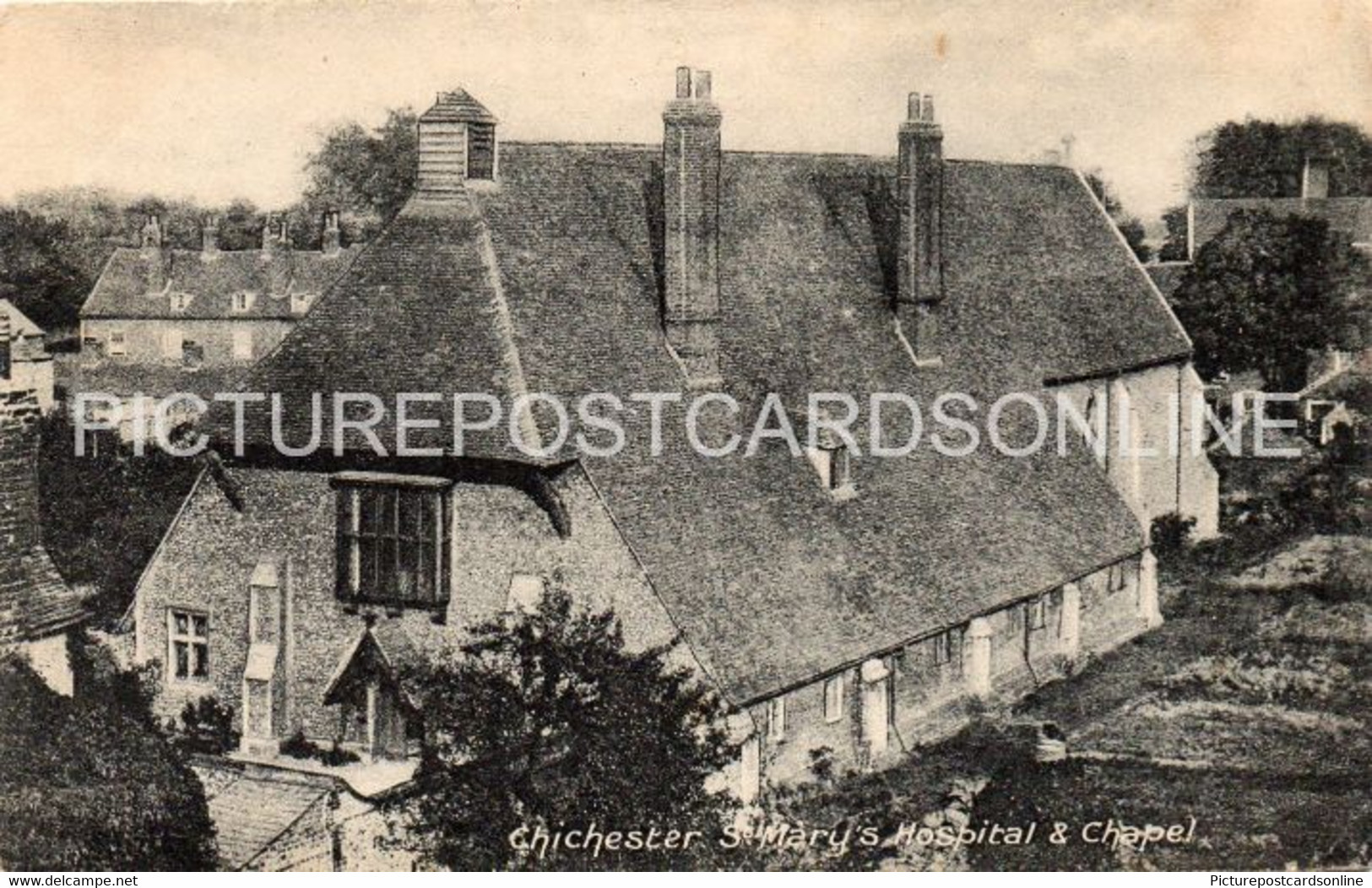 CHICHESTER ST MARYS HOSPITAL AND CHAPEL OLD B/W POSTCARD SUSSEX - Chichester