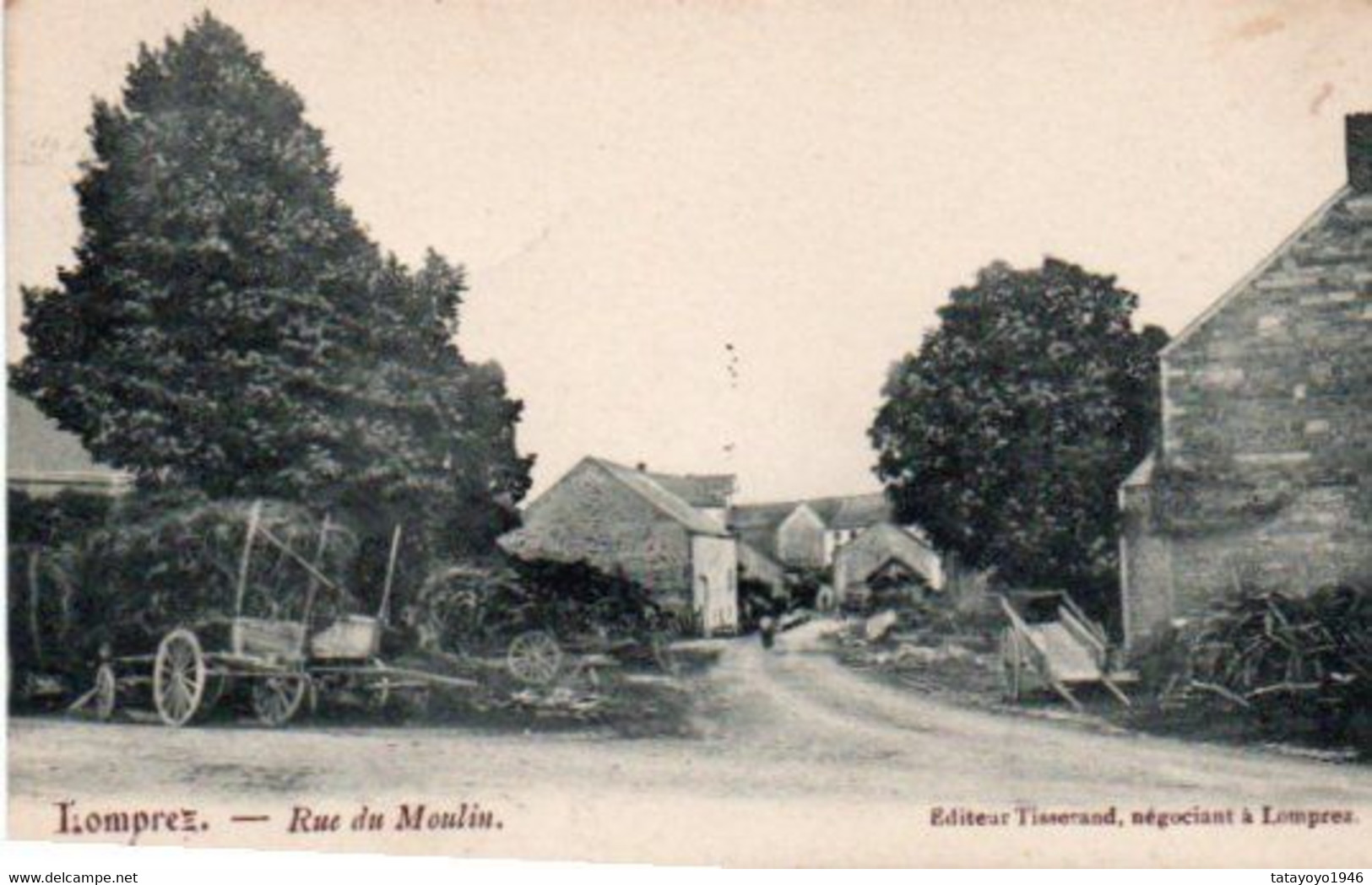 Lomprez  Rue Du Moulin   Charette  Foins Voyagé  En 1911 - Wellin