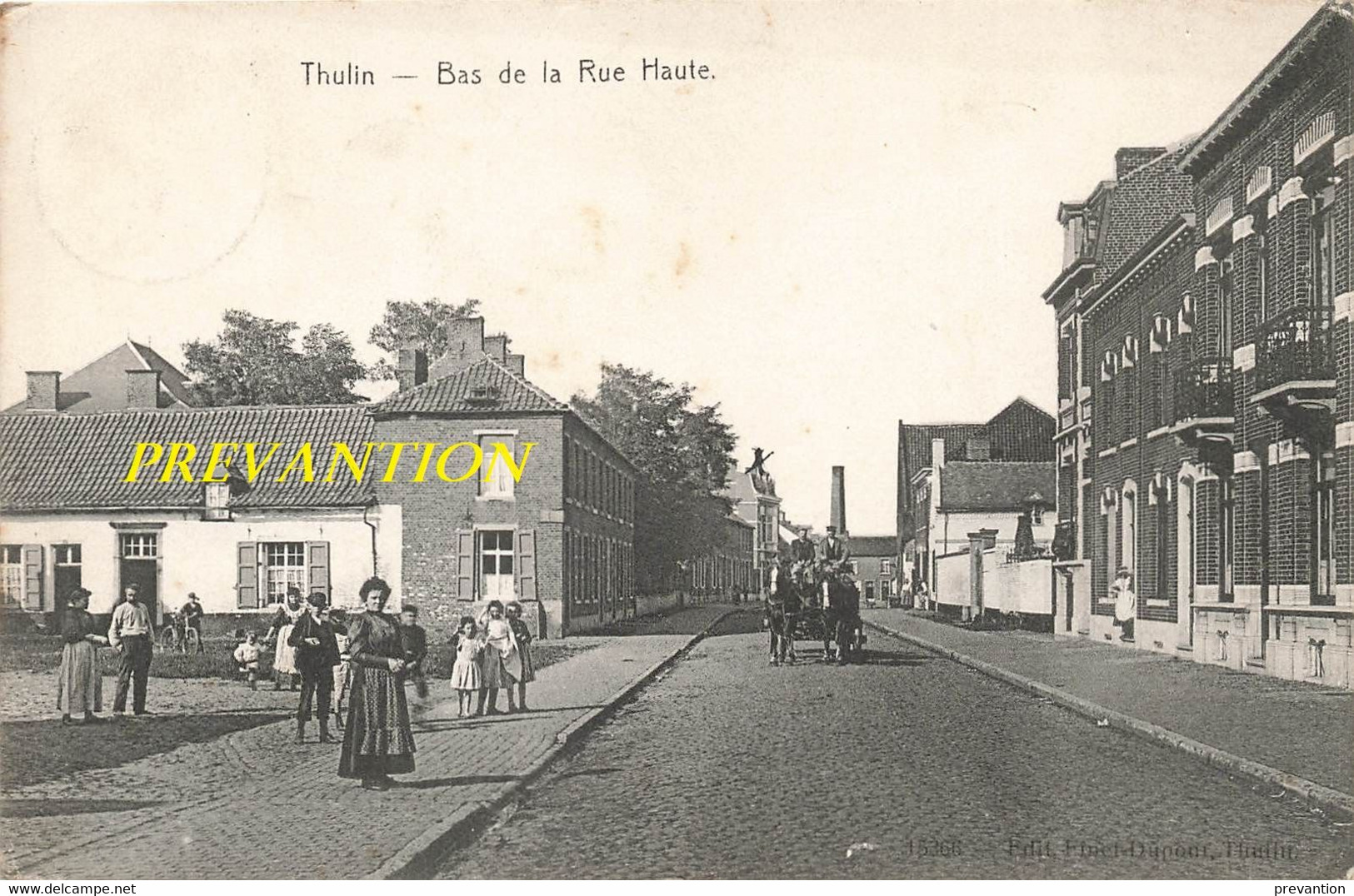 THULIN - Bas De La Rue Haute - Carte Très Animée Avec Attellage Et Circulé En 1913 - Quaregnon