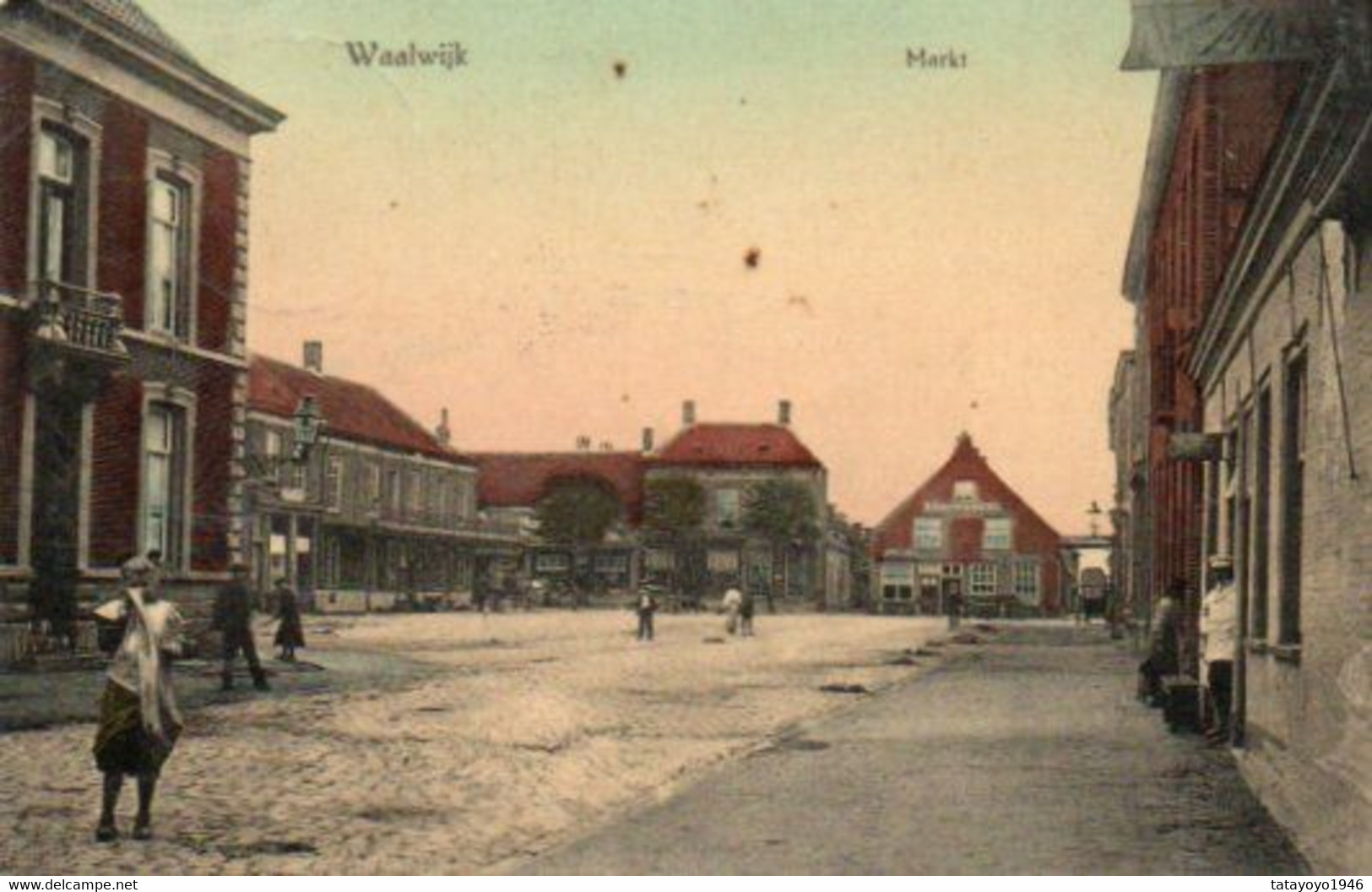 Waalwijk  Markt Animée Colorisée Voyagé En 1911 - Waalwijk