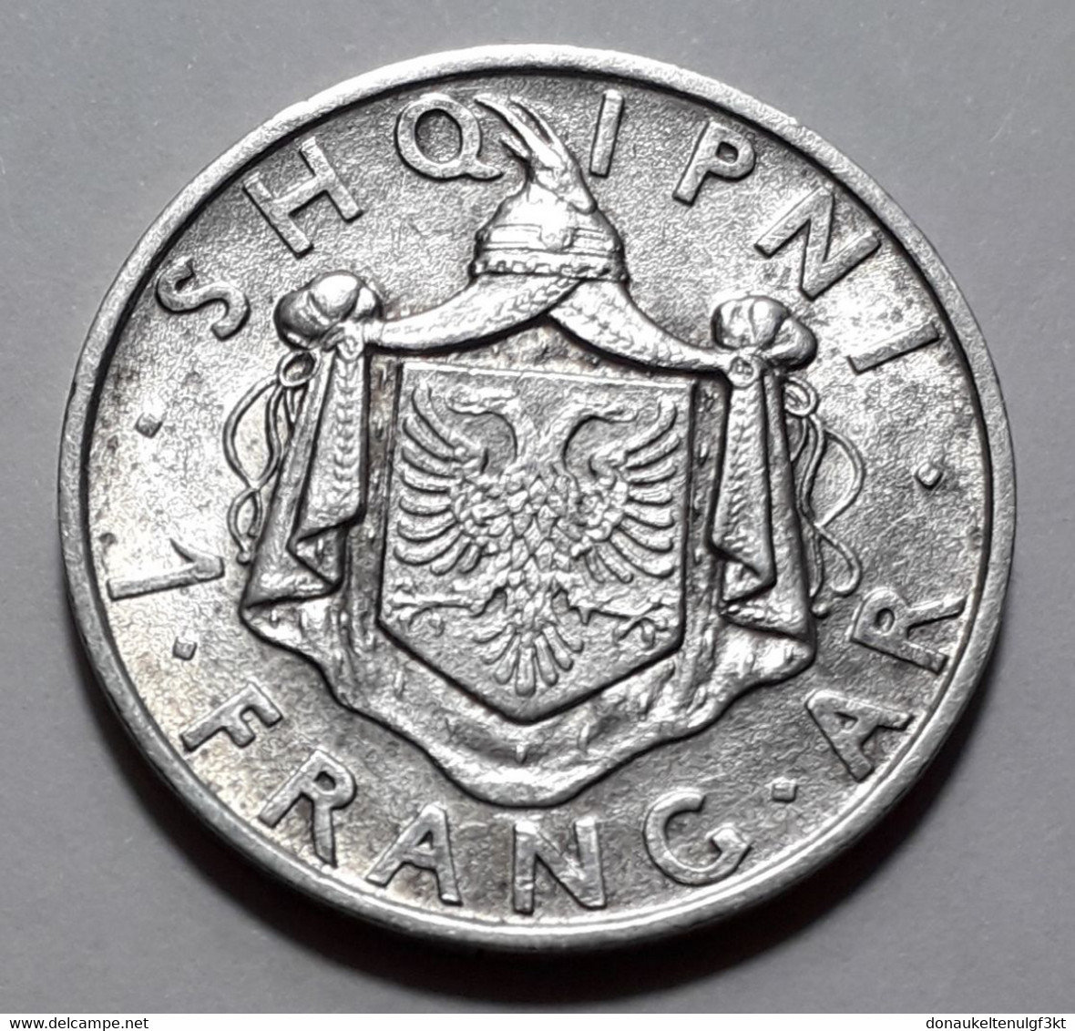 Albania 1 Frang Ar 1937, Silver, Higher Quality, 5 Gr. - Albania